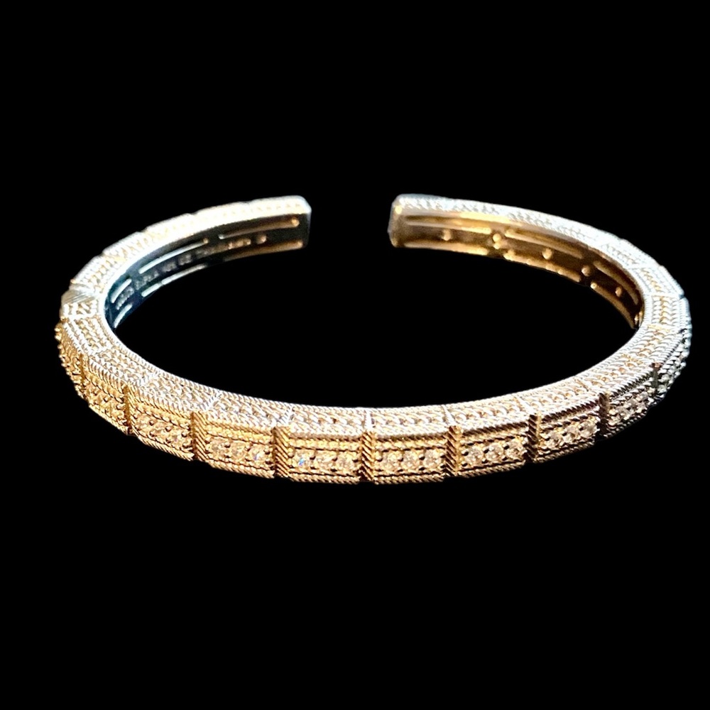 Rare Judith Ripka Sterling silver cuff bracelet with cz’s